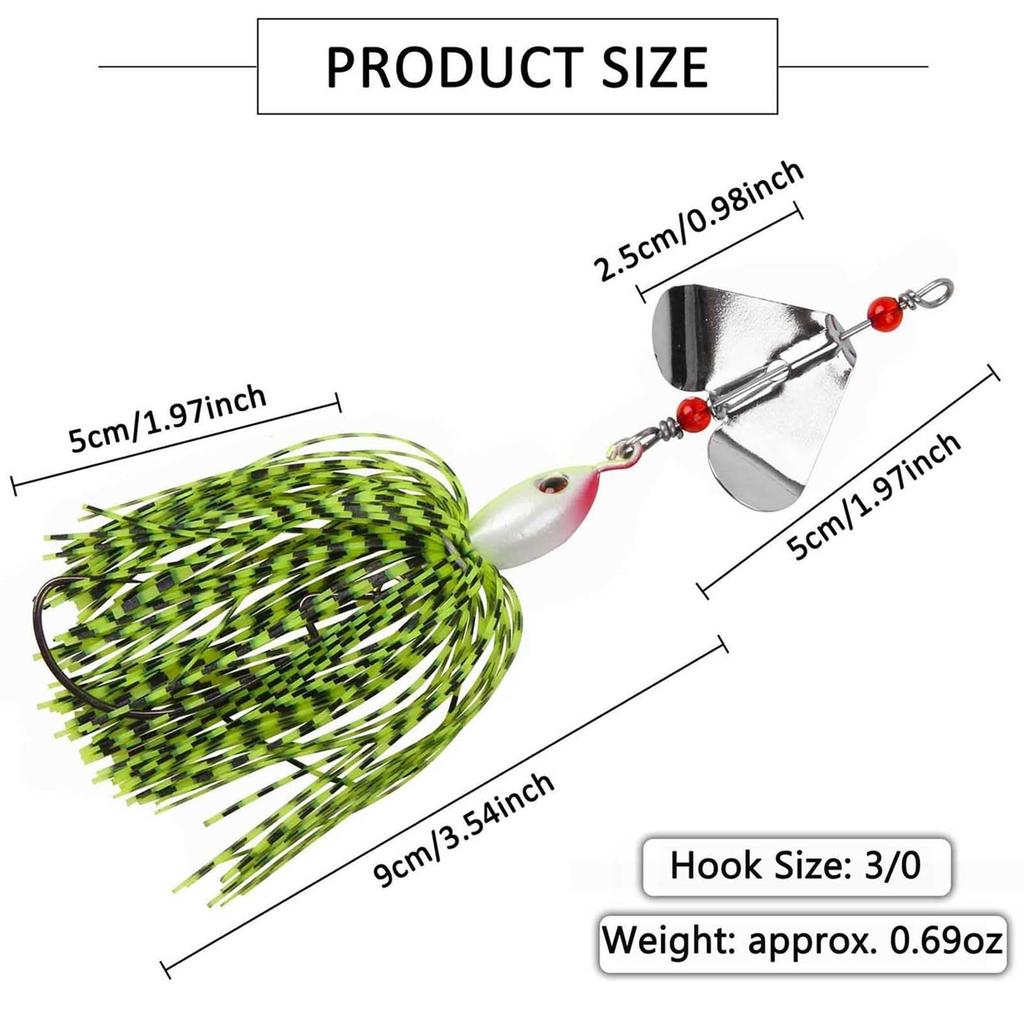 Spinnerbait Fishing Lures Kit, 6pcs Bass Buzzbait Hard [MIXED]  - Image 4