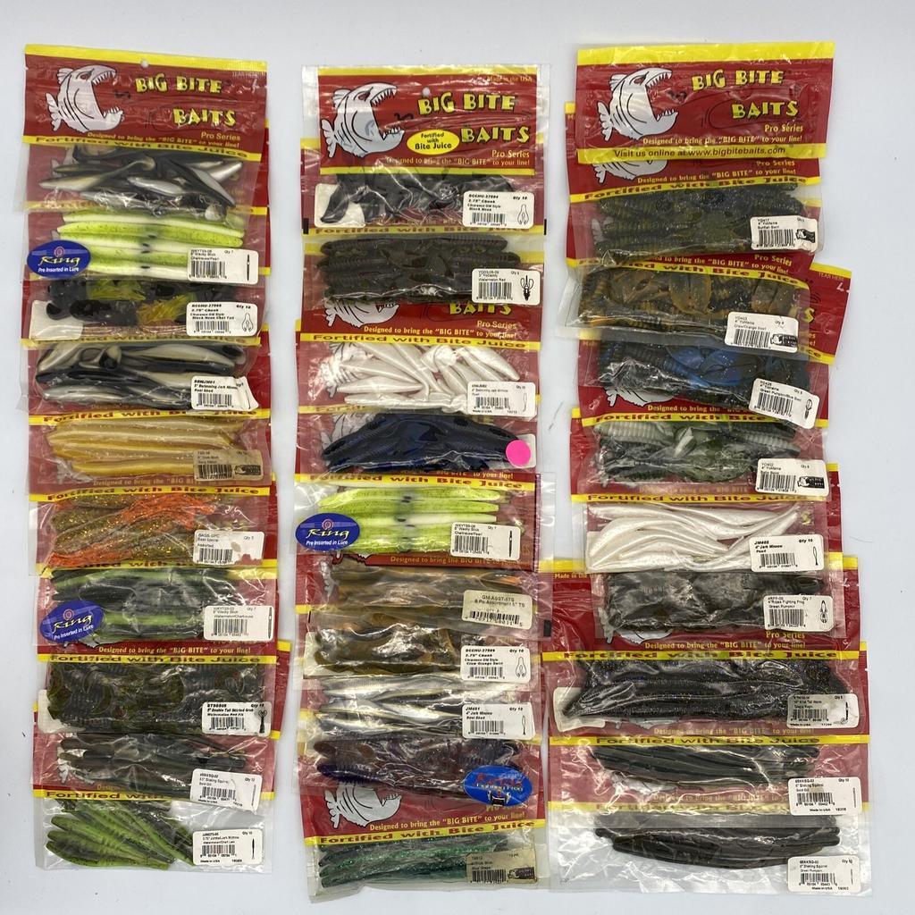 Big Bite Baits Bass Plastics Creature Bait Senko Chunk Worm Grubs (30 Bag Lot!) - Image 1