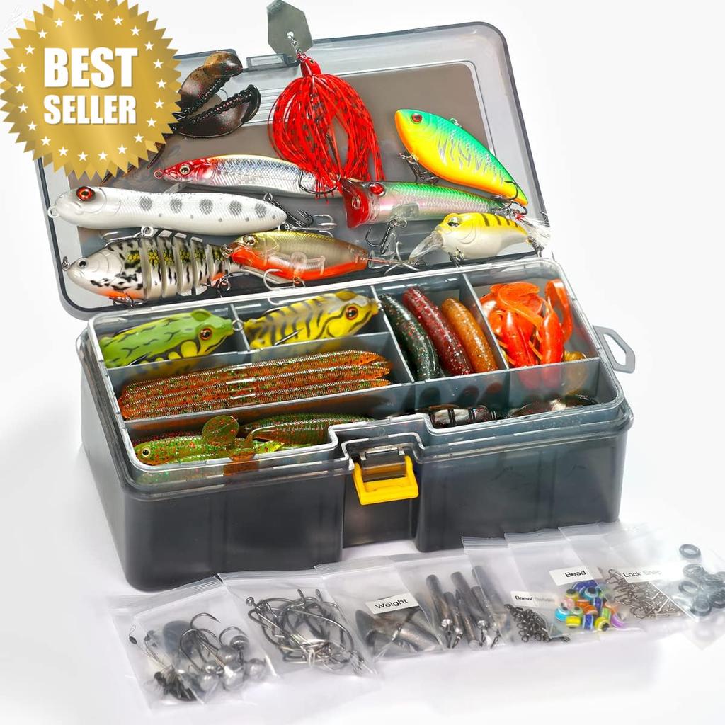 Bass Fishing Lures Kit Swimbait Plopper Chatterbait Crankbait Soft Baits Box - Image 1