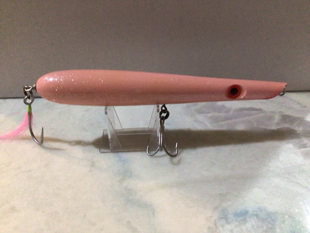 Plugcaster Pencil Poppers. Lot of 3. Saltwater Lures. Pink. New & Used. - Image 2