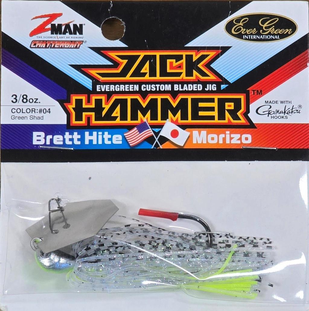 (Ct of 2) Z-Man Evergreen Chatterbait Jack Hammer 3/8 oz Evergreen Custom Blade! - Image 2