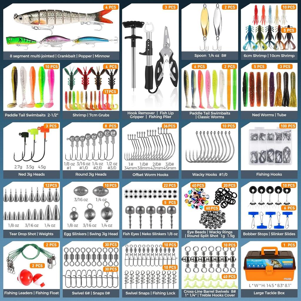Large 4-Layer Tackle Box with Tackle Included, 547Pcs Fishing Lures Kit - Pliers - Image 6