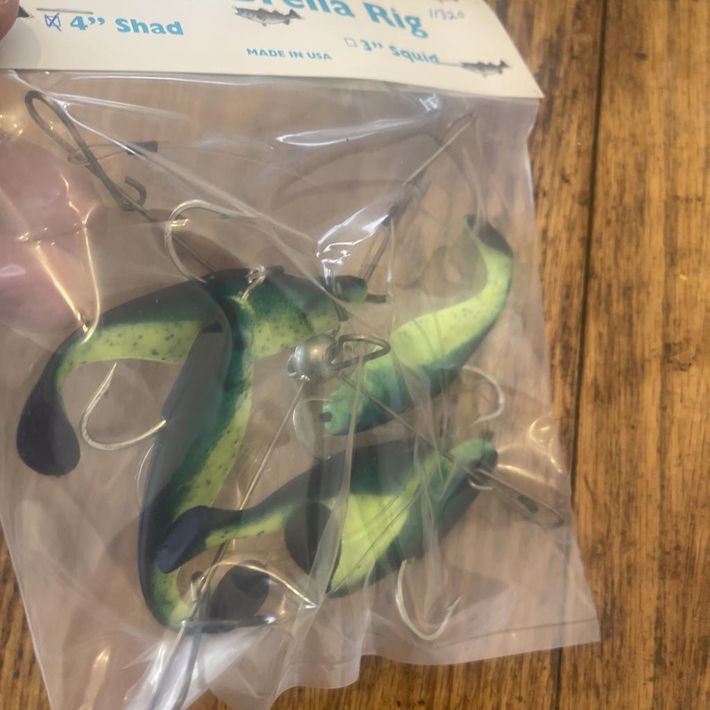 7” Umbrella Rig 4 Arm With 4” Shad (5) Green Chart.New In Package McKala Fishin - Image 3