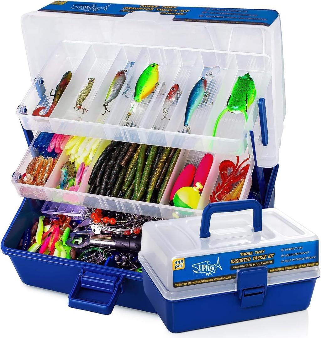 Complete Fishing Tackle Kit with 448 Pieces Hooks Weights Pliers and Accessories - Image 3