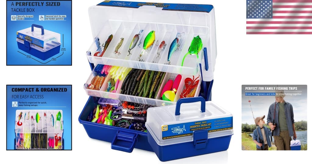 Complete Fishing Tackle Kit with 448 Pieces Hooks Weights Pliers and Accessories - Image 2