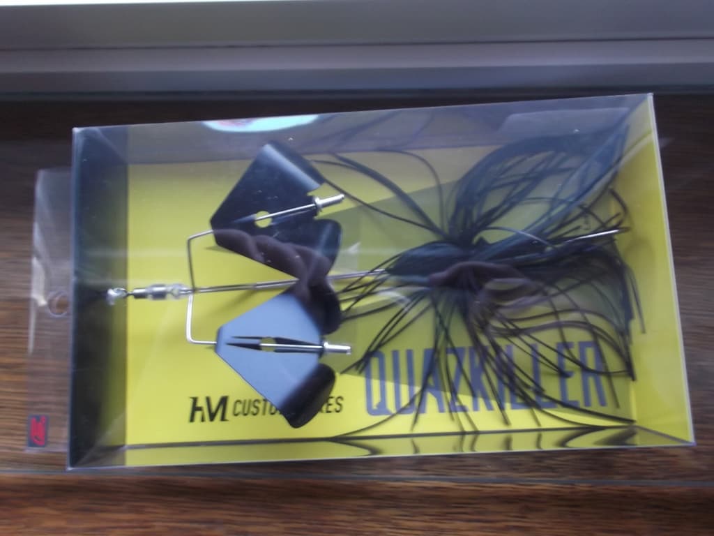 HM Custom Lures Teckel Quazkiller Twin Buzzbait 1/2oz. 01 All Black Downdraft - Image 5