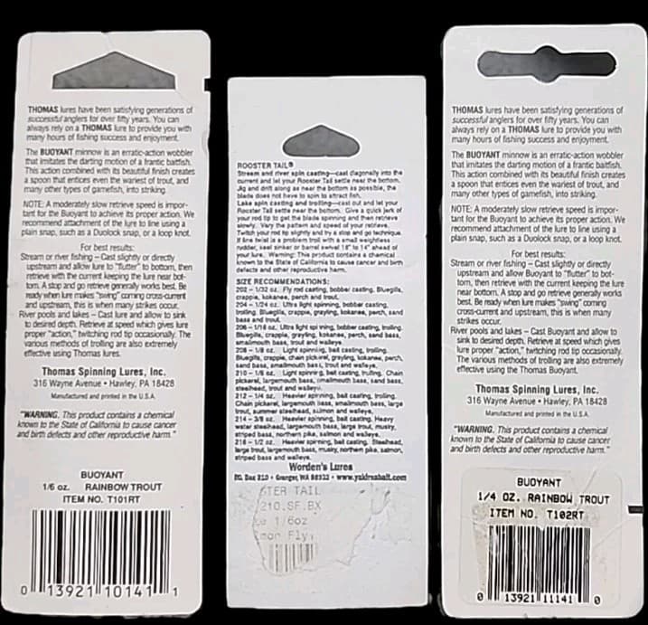 3 Fishing Lures Thomas Buoyant Spoons & Worden's Original Rooster Tail ⅙-⅑oz - Image 2