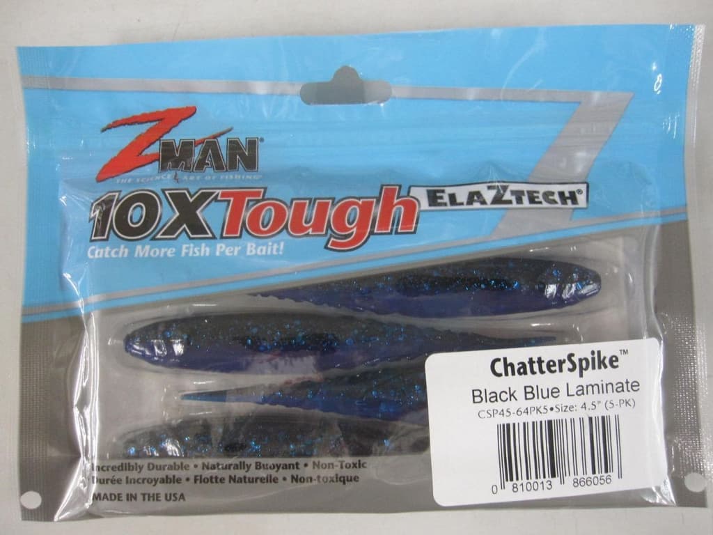Z-MAN Chatter Spike Black Blue Laminate New Chatterbait Trailer Lures - Image 1