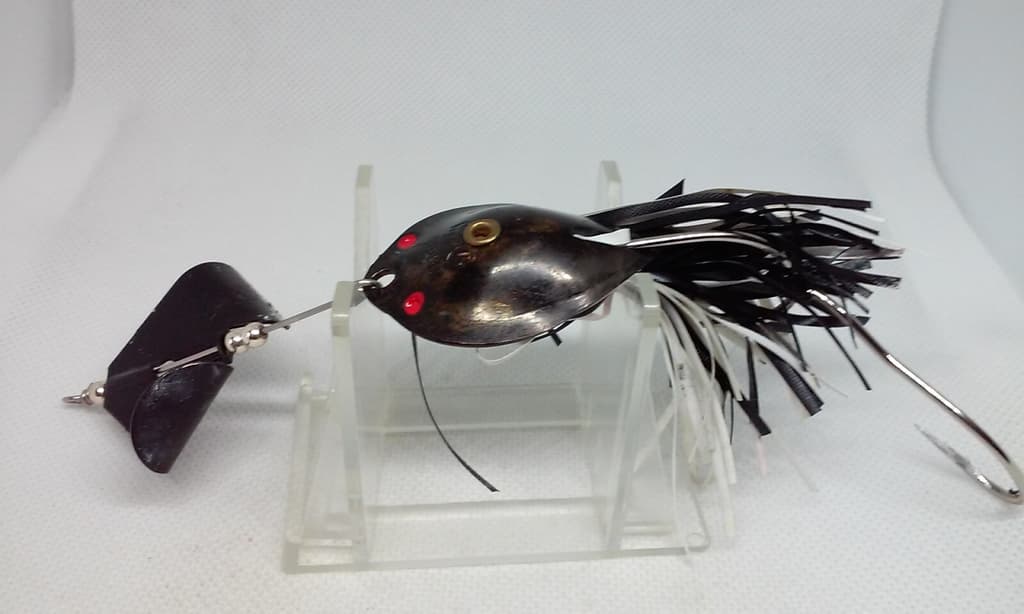 Vtg Lurh Jensen HERB'S Dilly BUZZ Spoon Black Buzzbait Topwater 5/8 Fishing Lure - Image 3