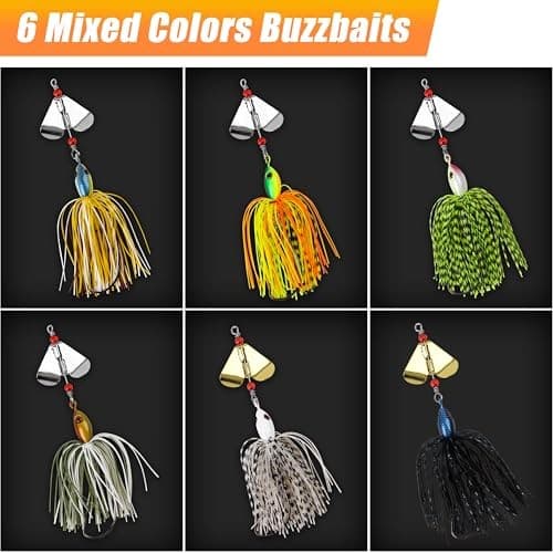 Spinnerbait Fishing Lures Kit Set, 6pcs Bass Fishing Buzzbait Style A-6pcs - Image 6