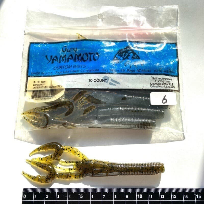 817139 Gary Yamamoto Crawdad 6 Claw 194 Watermelon Pepper Condition S C - Image 1