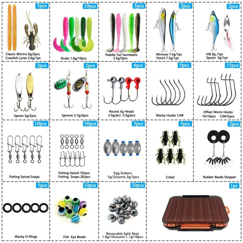 138-pc freshwater fishing lure set for bass, trout fishing accessories for men - Image 1