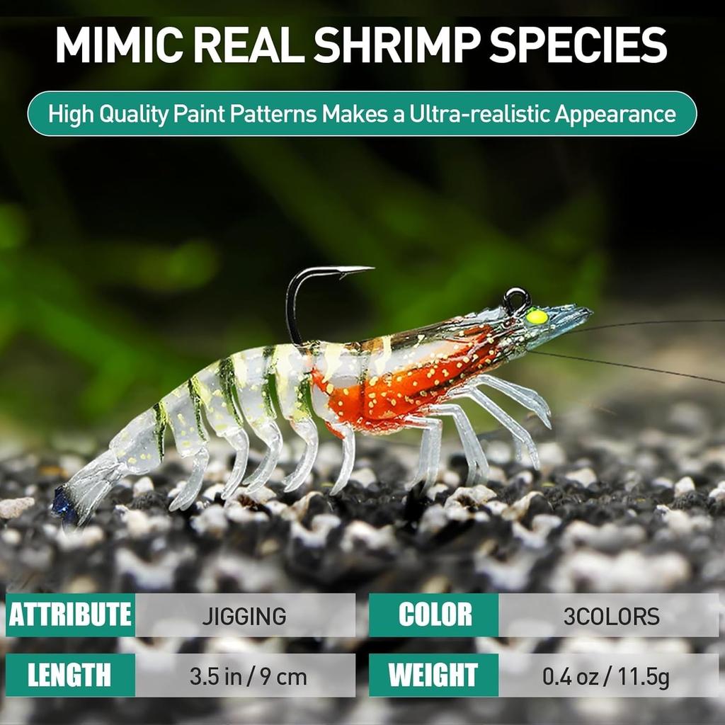 Realistic TPE Bass Lures - 3.5in Shrimp Swimbait for Freshwater & Saltwater - Image 8