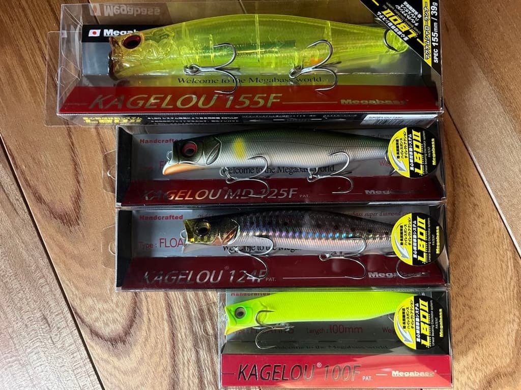 Megabass KAGELOU Surface & Deep Jerkbaits 4pcs GP Yellow Venus OBORO AYU New - Image 1