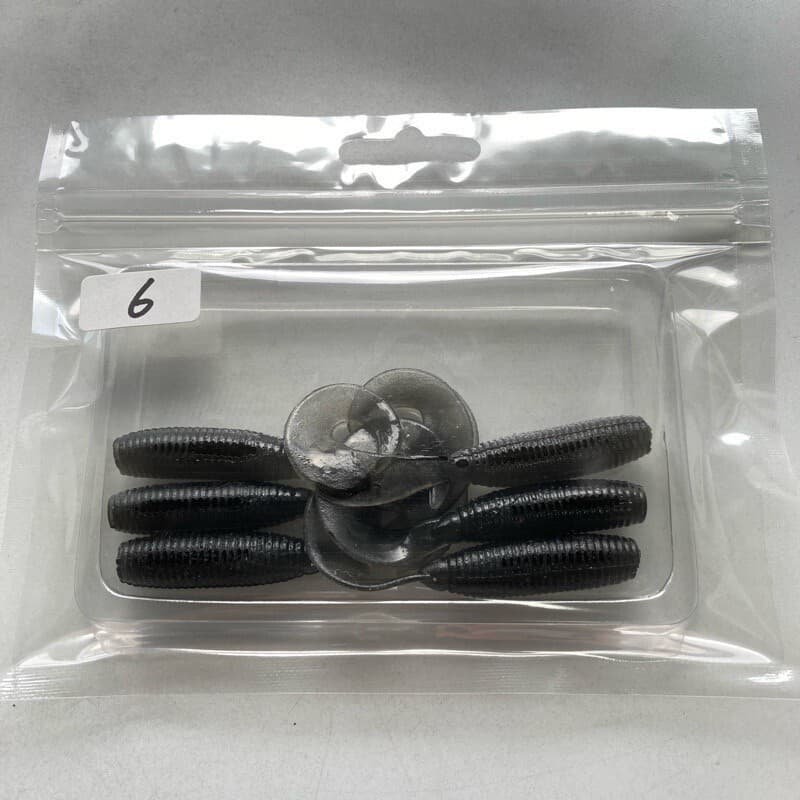 818484 Gary Yamamoto 4 Inch Single Tail Grab 6 Pieces 002 Smoked Condition B C - Image 2