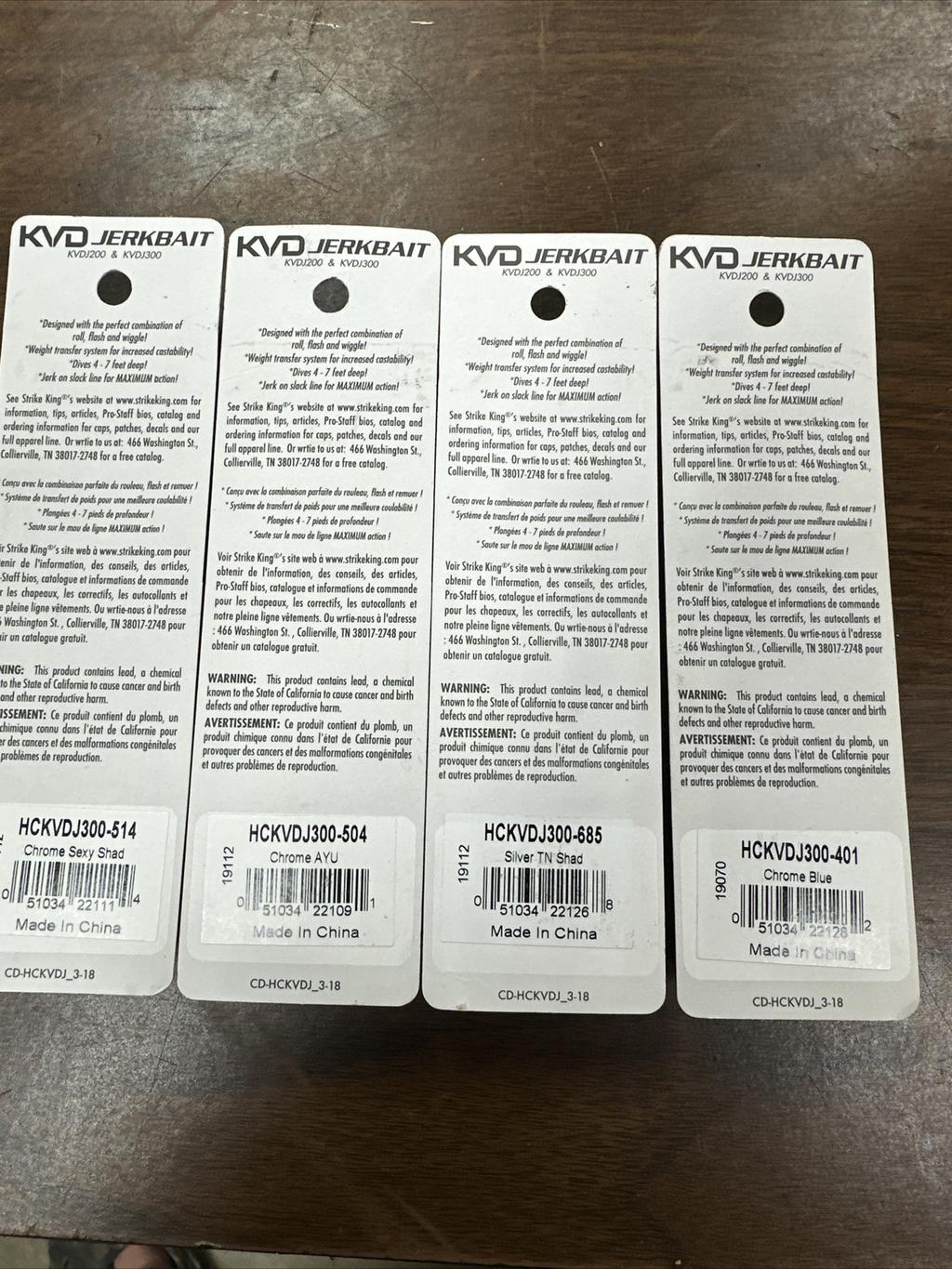 (4)Strike King Jerkbait KVD 300 (HCKVDJ300) SUSPENDING Lure - Image 2