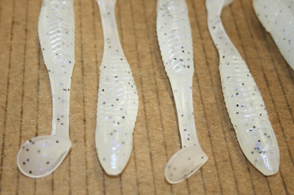 5" Swim Minnow Violet Pepper Paddle Tail Swimbait Trailer for A Rig 50 pack Bag - Image 4