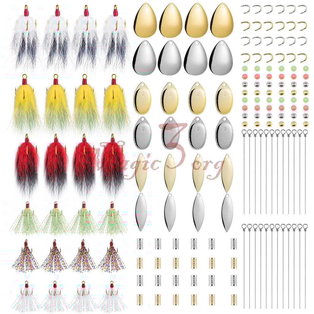 168PCS Fishing Accessories Spinner Blade Bait Making Kit DIY Rooster Tail Trout  - Image 1