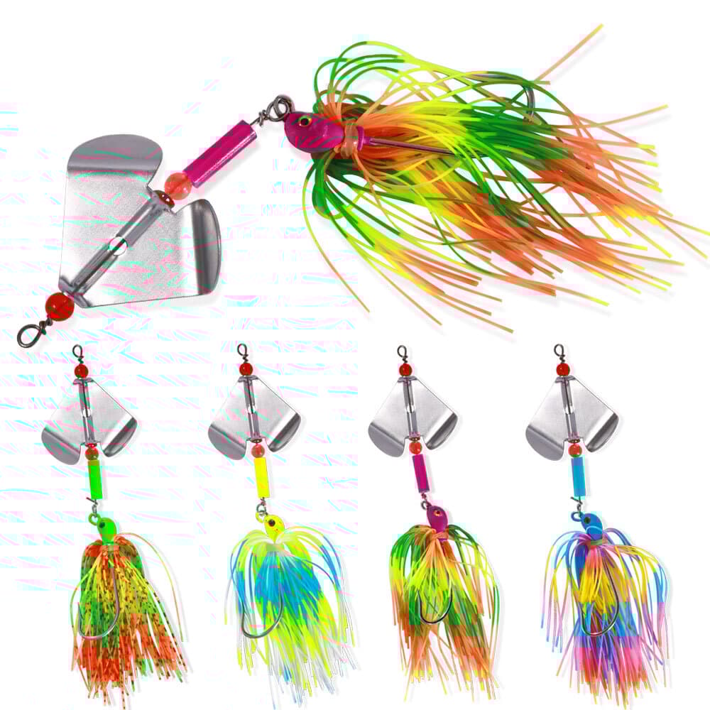 4PCS/Set Spinnerbait Blade Bait Rubber Skirt Buzzbait Fishing Lures Tackle 12g - Image 3