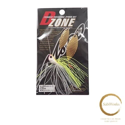 New Evergreen Spinnerbait D-Zone Double Willow Leaf 1/2oz White Chart Gold #14 - Image 1