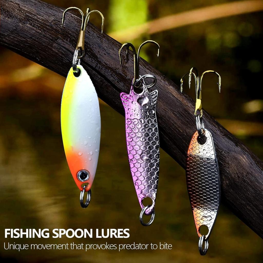 30Pcs Fishing Lures Baits Tackle, Fishing Spoon Lure Spinnerbait Bass Walleye... - Image 5