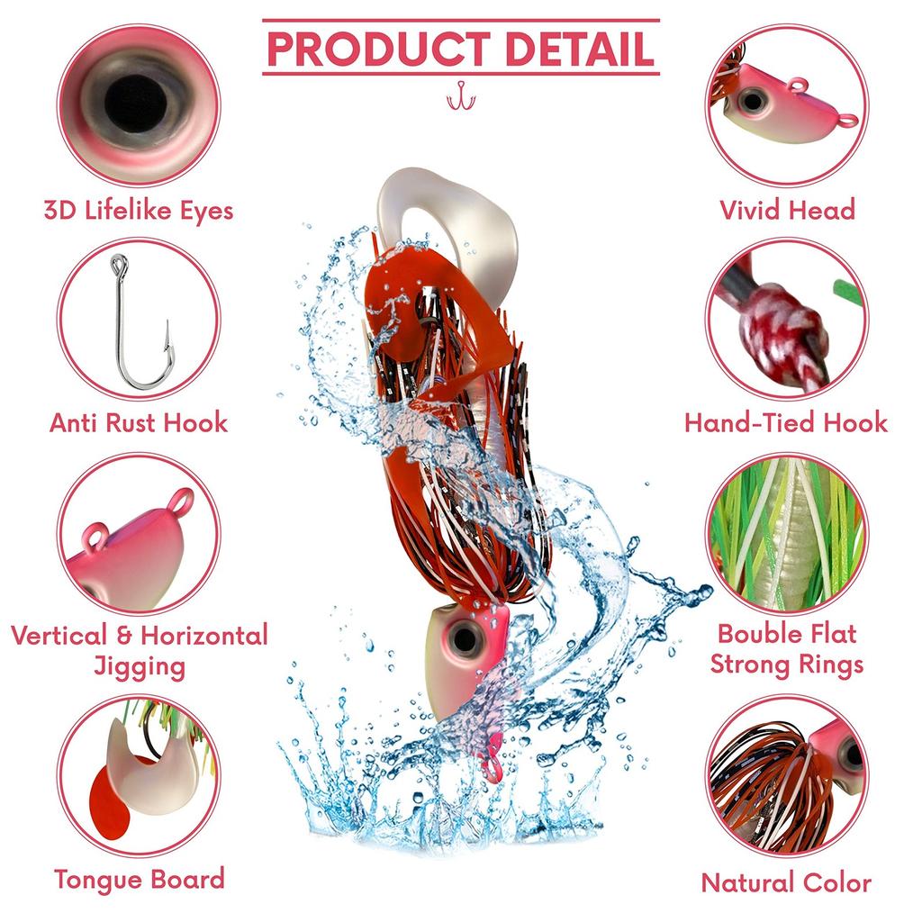 4 New Bearded Buzzbait Bucktail Saltwater Jigs Flounder, Fluke, Bass, Bluefis... - Image 6