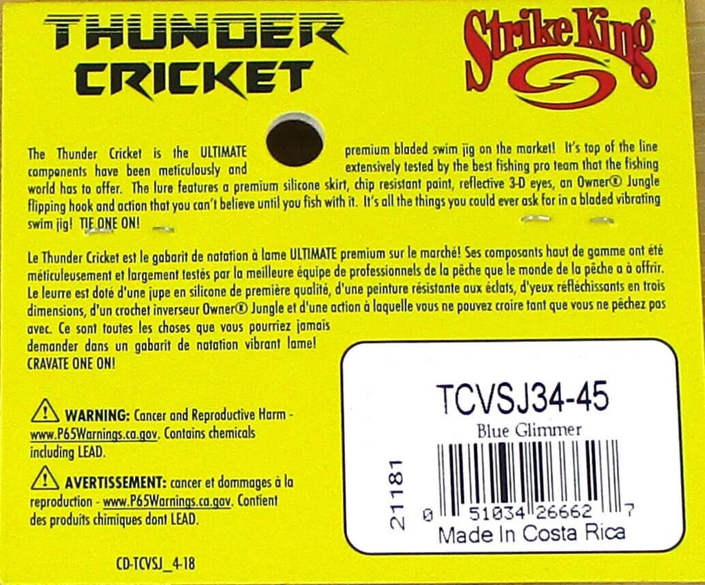 (12) Strike King 3/4 Oz Thunder Cricket Bladed Vibrating Jigs Blue Glimmer New - Image 4