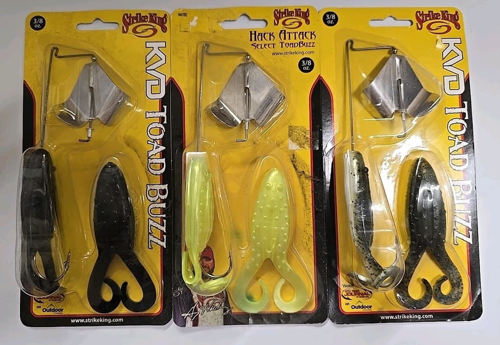 LOT OF 3 STRIKE KING 3/8 OZ KVD TOAD BUZZ BASS BUZZBAIT FISHING LURES 3 COLORS - Image 2