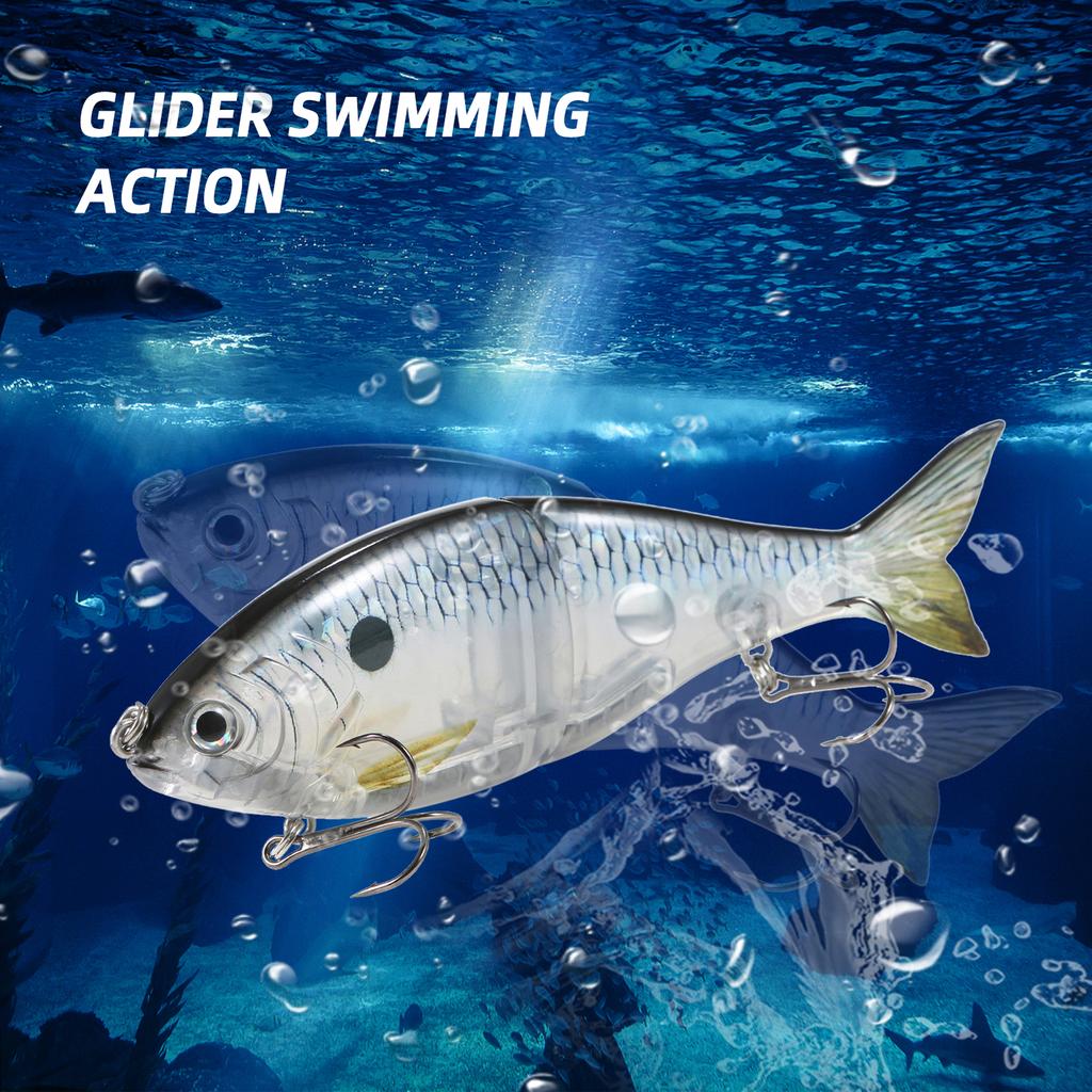 Taruor 7In Glider Fishing Lures Glide Bait Jointed Swimbait W/ Treble Hooks V2D2 - Image 12