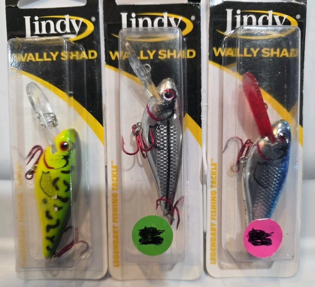 Lot of 3- Lindy Wally Shad 2.5" Blu, Firetiger, Silver Blk 1/3oz Bass Crankbait  - Image 2