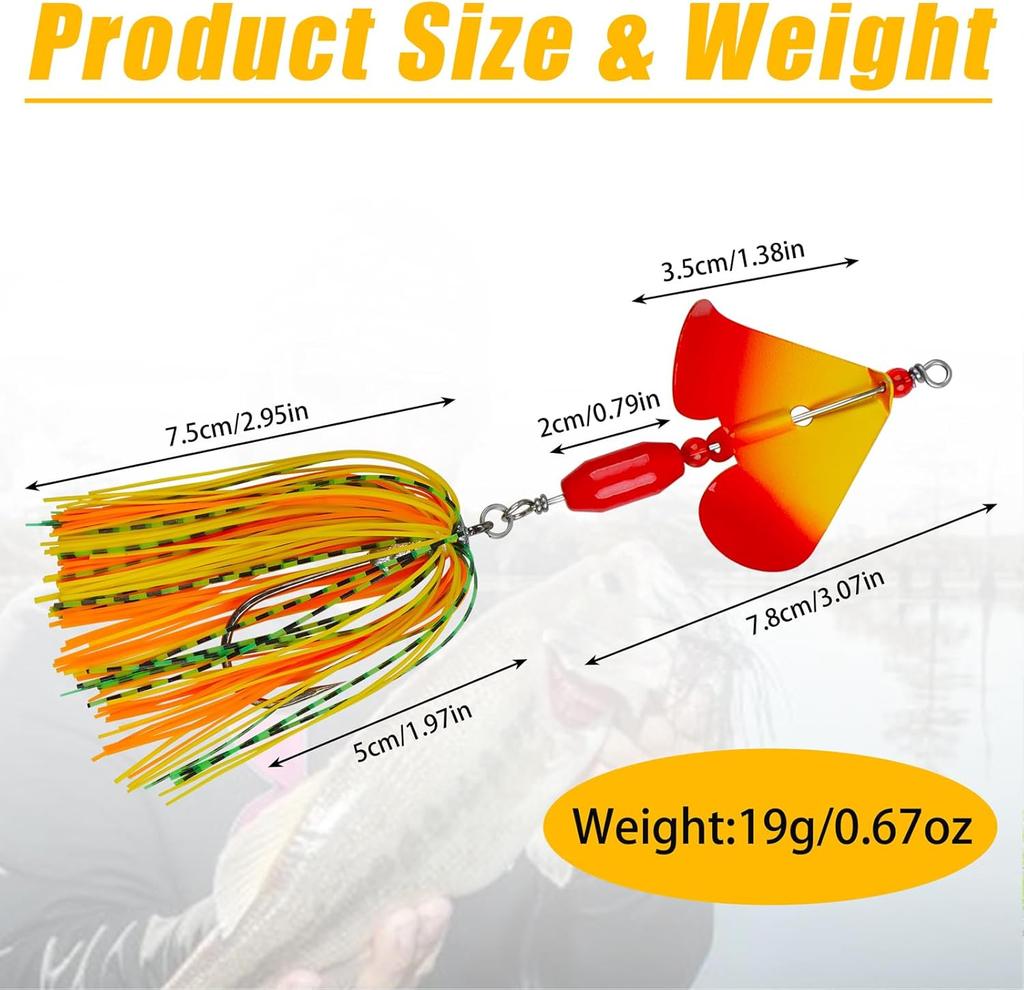 Spinnerbait Fishing Lures Kit, 6pcs Bass Fishing Buzzbait Lures Hard Metal Sp... - Image 10