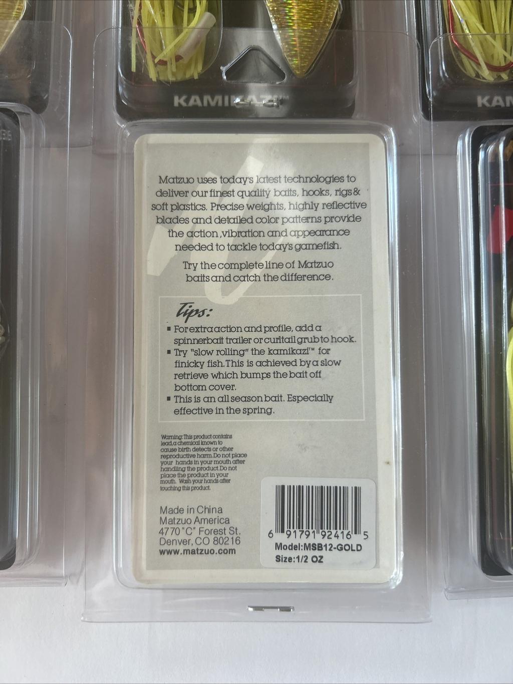 (6) Matzuo Kamikazi Spinnerbait 1/2oz Gold Lot Of 6 - Image 2