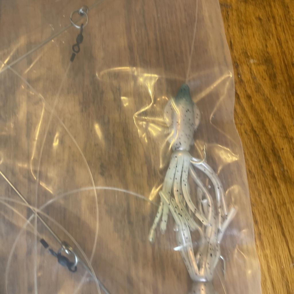 9” Umbrella Rig 4 Arm 11” With 5.5” Squid (9)  8/0 Mustad New Pkg Blue/pink Pep - Image 9