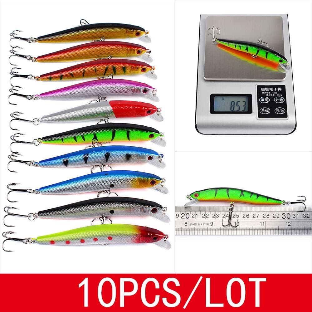 56PCS Minnow Fishing Lure Hard Artificial Mixed Swimbait Crankbait Trolling Pike - Image 7