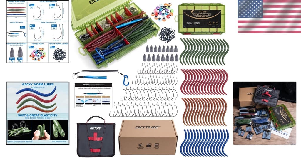 Complete Wacky Worm Rig Tool Kit: 60 Soft Worms, Weights & Fishing Accessories - Image 2