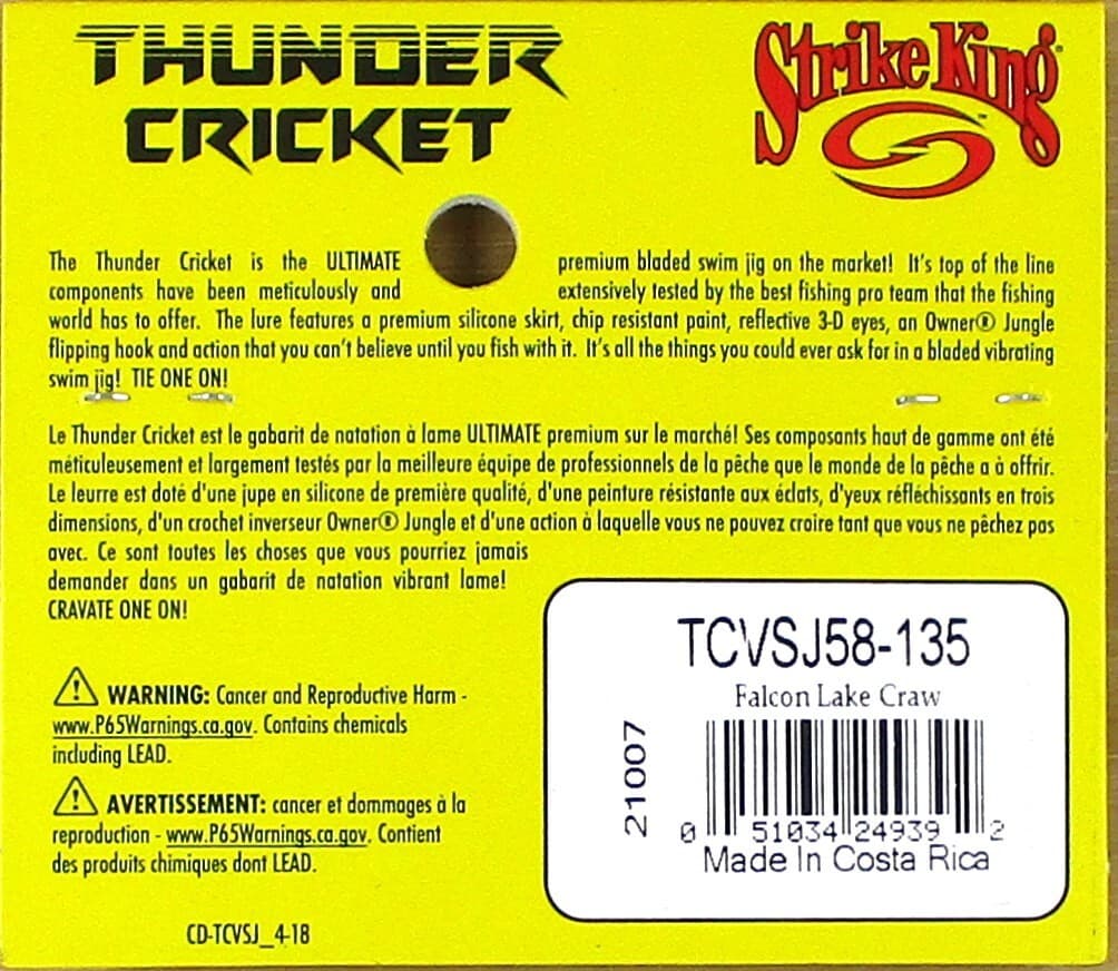 (12) Strike King 5/8 Oz Thunder Cricket Bladed Vibrating Jigs Falcon Lake Craw - Image 4