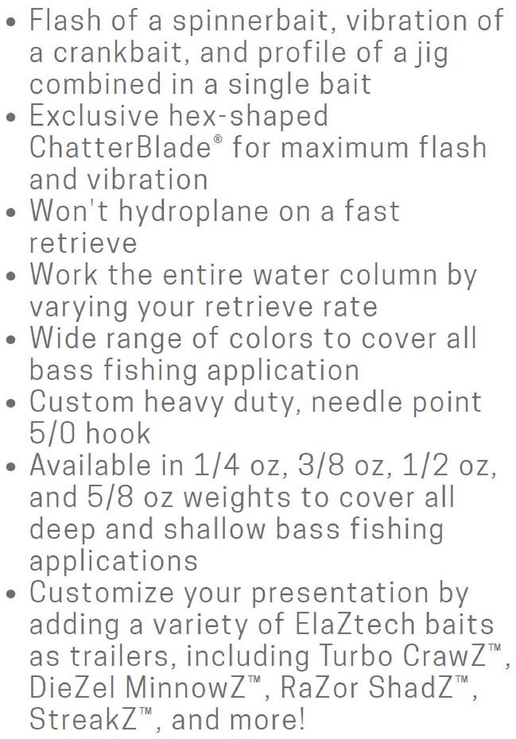 Zman Chatterbait 1/4 oz Sinking Lure Chart White (0027) - Image 4