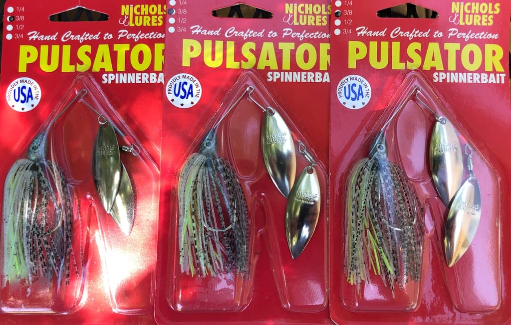 3 Nichols Lures Pulsator Spinnerbait 3/8 Fishing Lure Willow Bombshell Bass S4 - Image 1