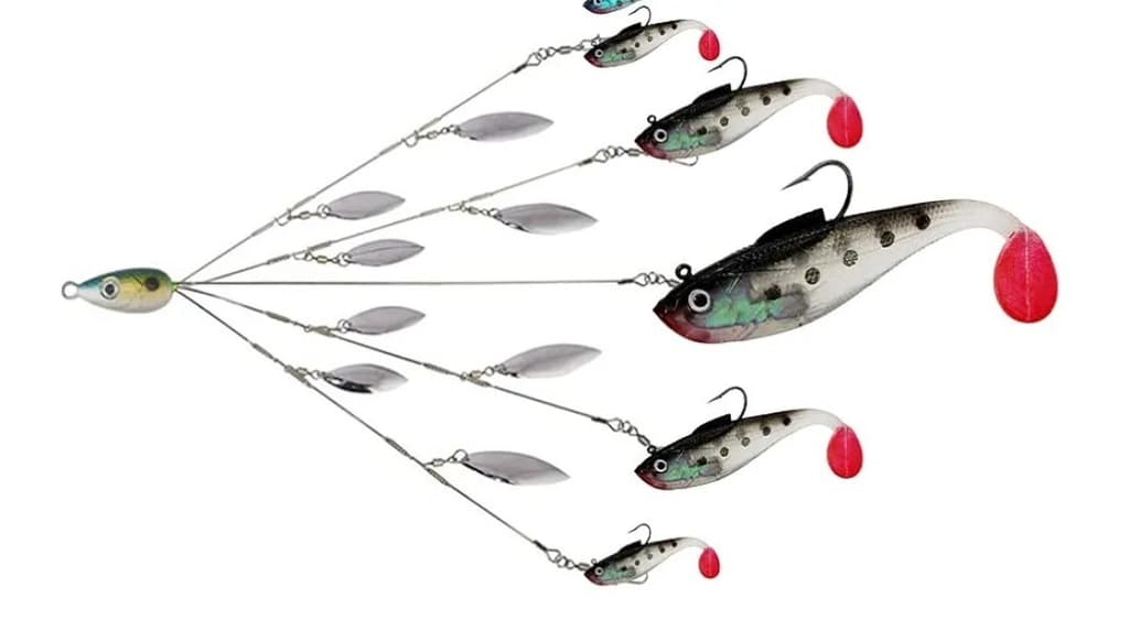 Umbrella Fishing Rig 5 Arms Alabama Rig Kit with Weedness Bait Lure Jigs - Image 6