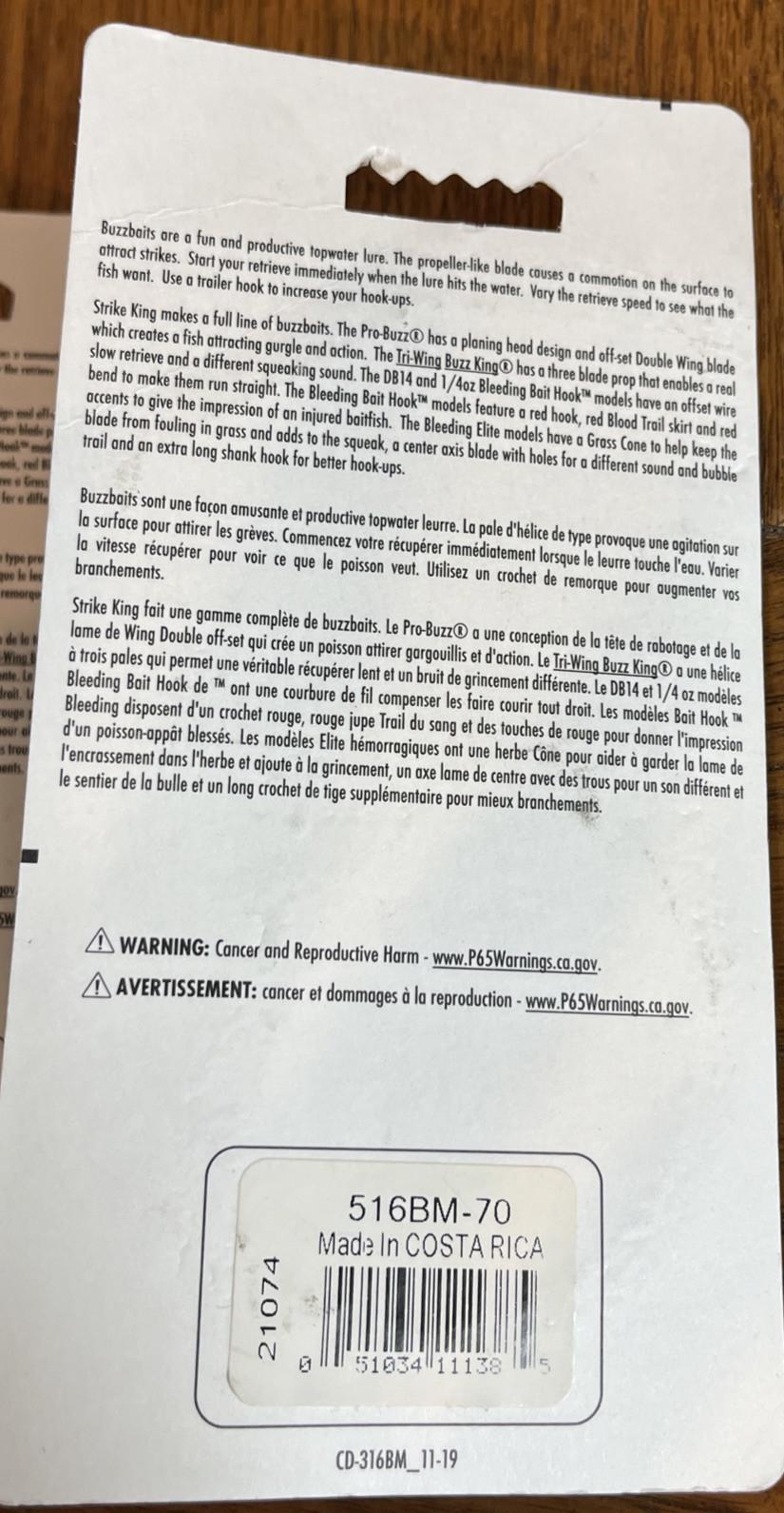 (5) Strike King Buzzbait Spinnerbait "Buzz King" 3/16 oz. Tri-Wing 3 Blade Prop. - Image 5