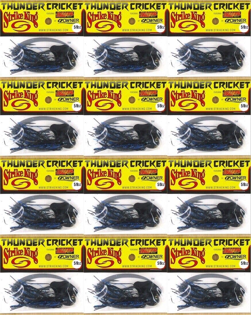 (12) Strike King 5/8 Oz Thunder Cricket Bladed Vibrating Jigs Black Blue New - Image 1