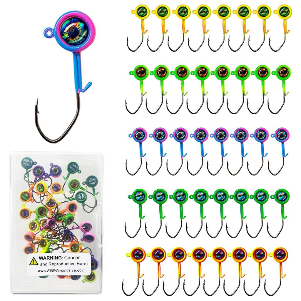 40pcs Crappie Jig Heads 1/32oz Swimbait Fishing Hooks for Bass - Image 1