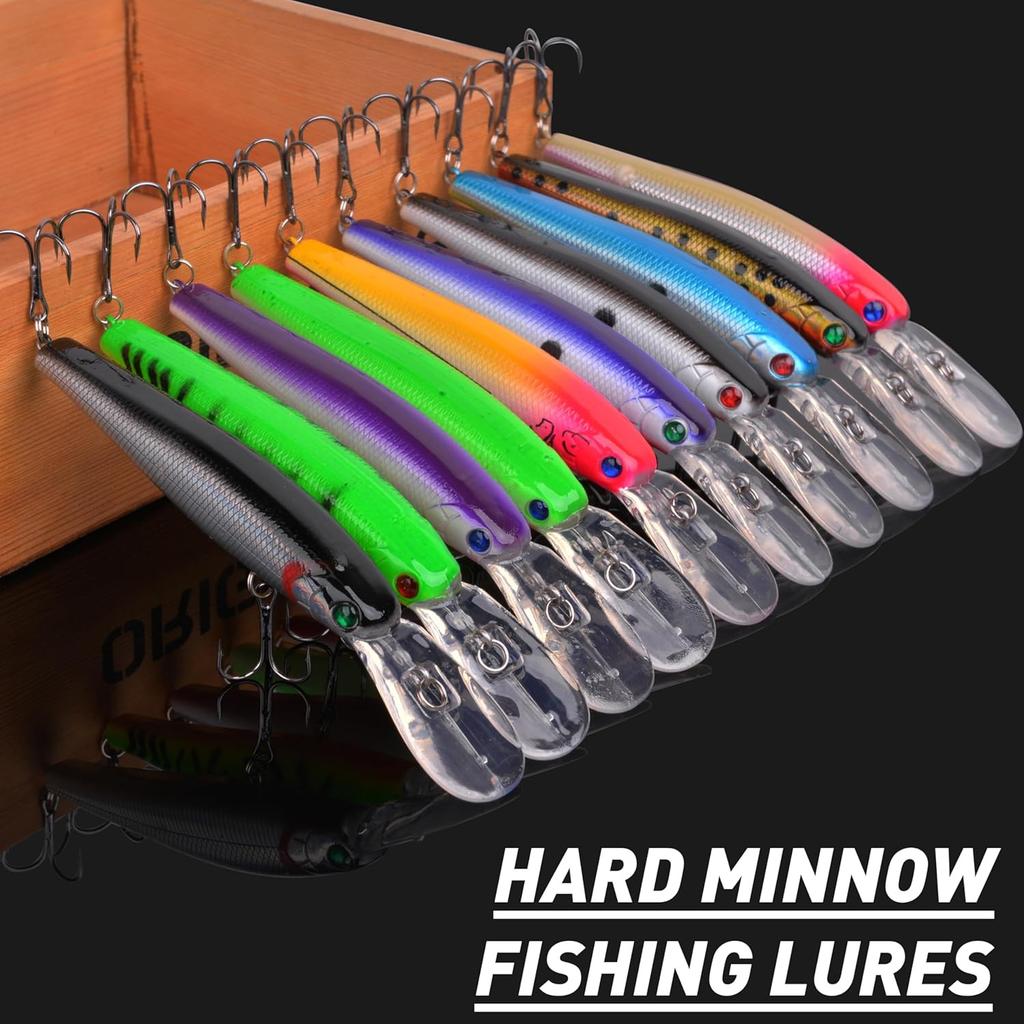 Fishing Lures Hard Baits Bass Crankbait Minnow, 10pcs Deep Diving Swimbait wi... - Image 2