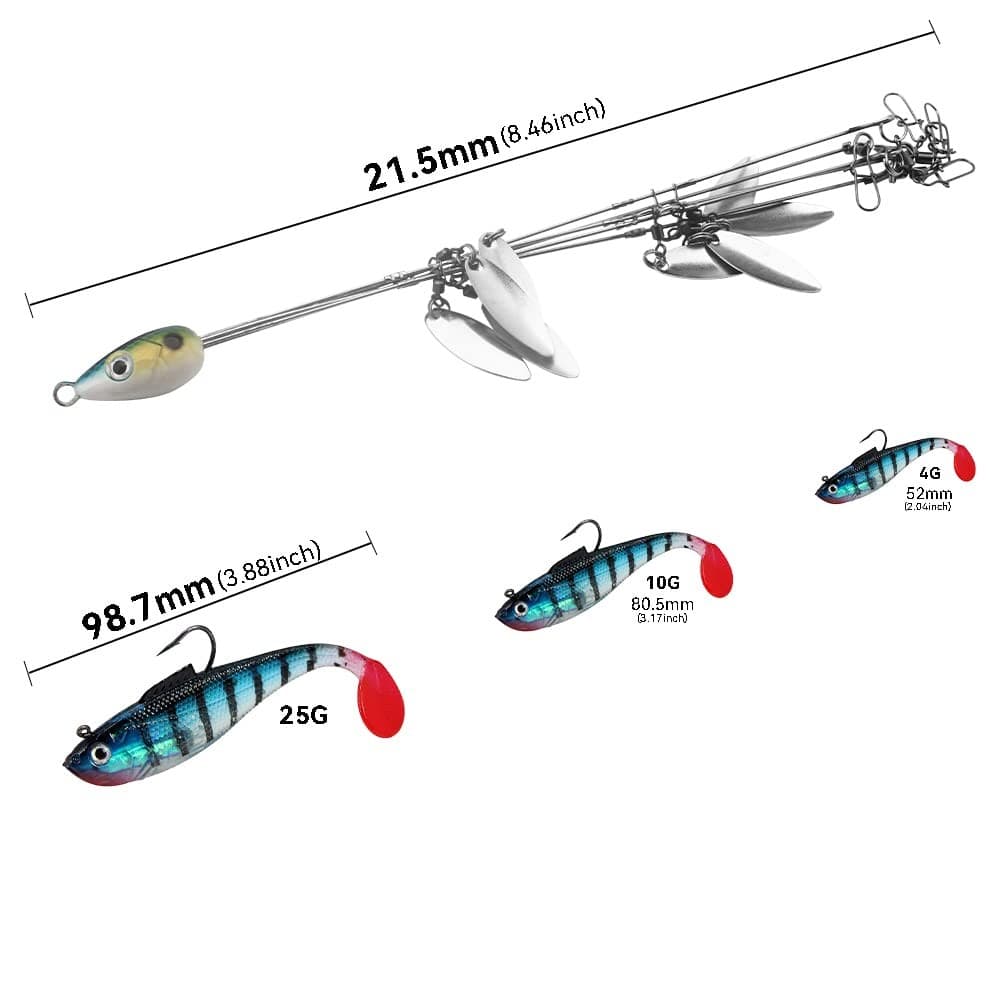 Umbrella Fishing Rig 5 Arms Alabama Rig Kit with Weedness Bait Lure Jigs Boat - Image 5