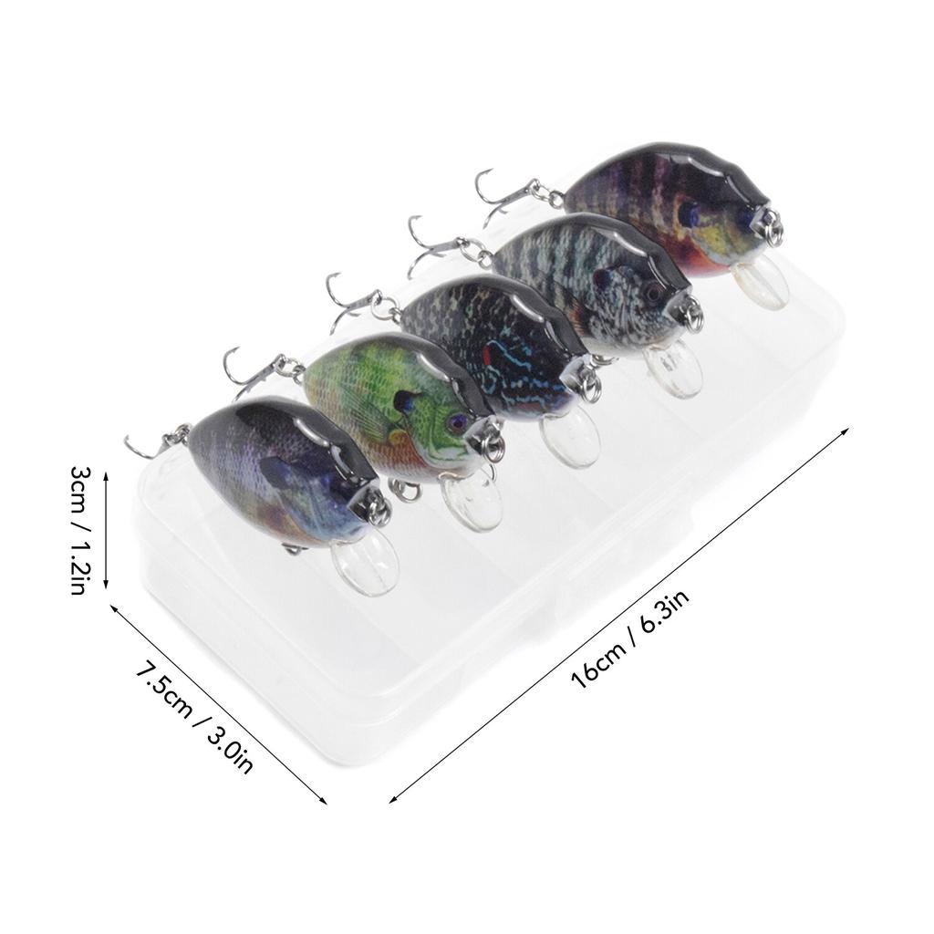 Lixada 6cm 15g 5PCS Fishing Lures With Barbed Treble Hooks Fishing Accessories - Image 2