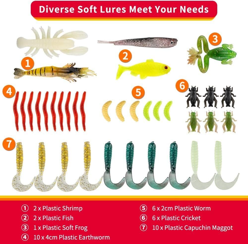 Freshwater Fishing Lure Set Bass, Trout, Salmon Fishing Accessories Tackle Case - Image 3