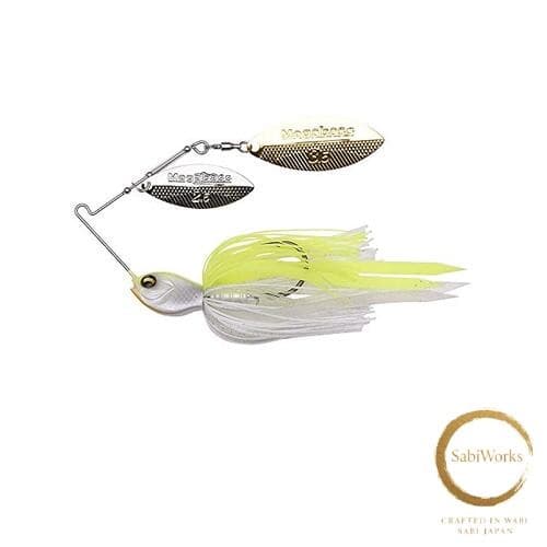 New Megabass SV-3 Double Willow Spinnerbait - White Chart  3/4 oz - Image 1