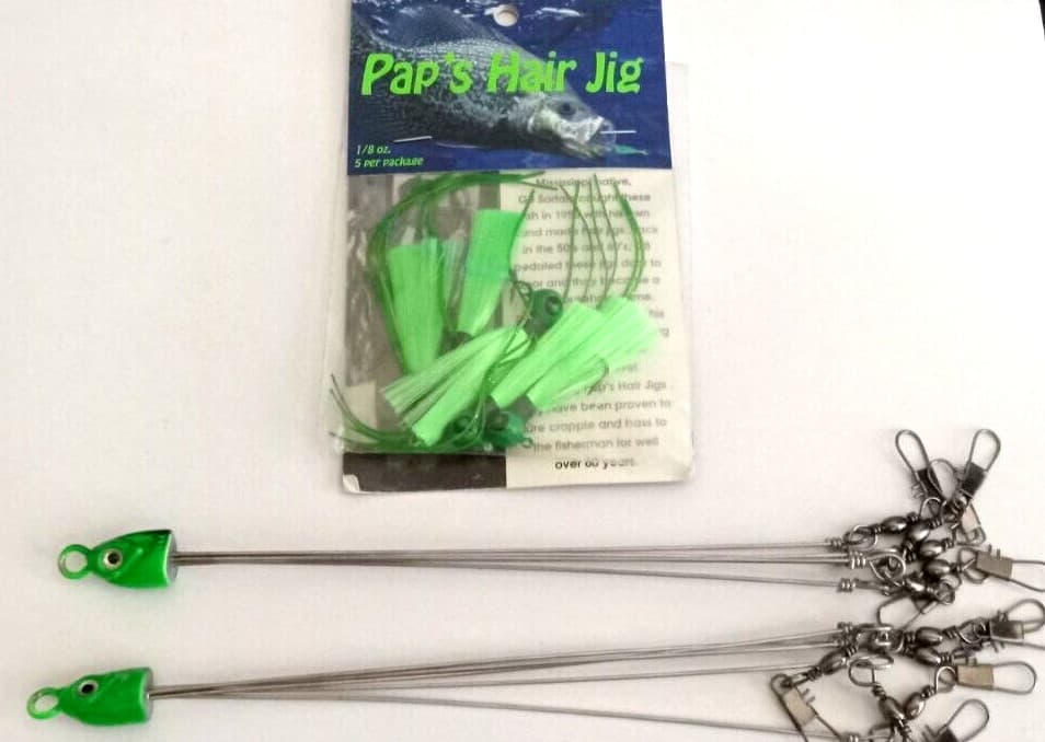 Pap's Umbrella Rig (5 pronged) Qty 2 and Pap's Hair Jig Green/Green(Qty 5) - Image 1