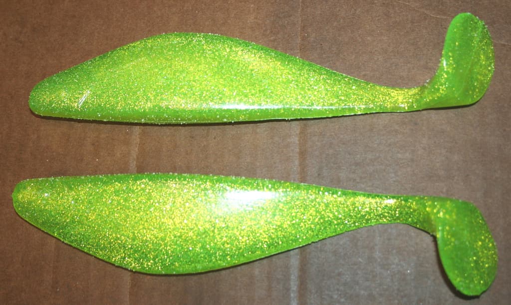 9" Shad Paddle Tail Swimbait great for Umbrella Rig 6 Count Bag Chartreuse Shine - Image 1
