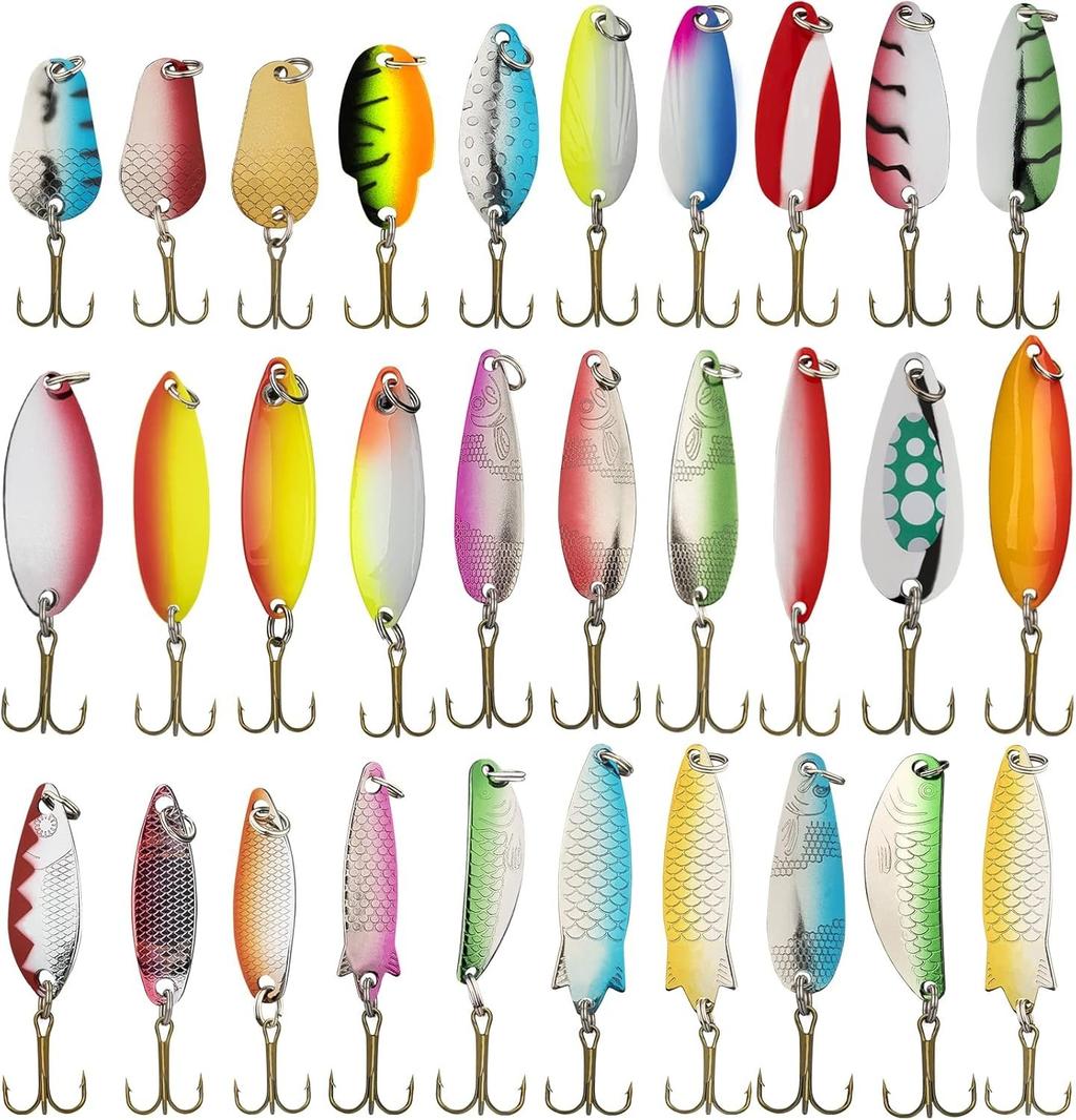 30Pcs Fishing Lures Baits Tackle, Fishing Spoon Lure Spinnerbait Bass Walleye... - Image 1
